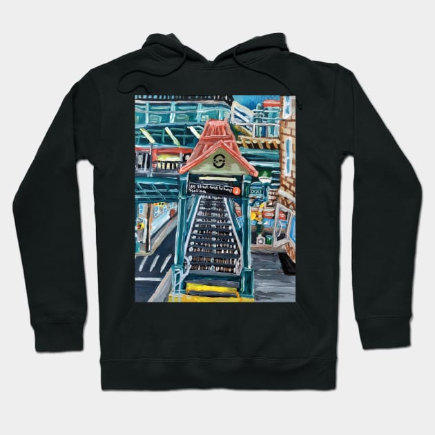 Forest Parkway Train Station Staircase of Woodhaven Hoodie by Art by Deborah Camp